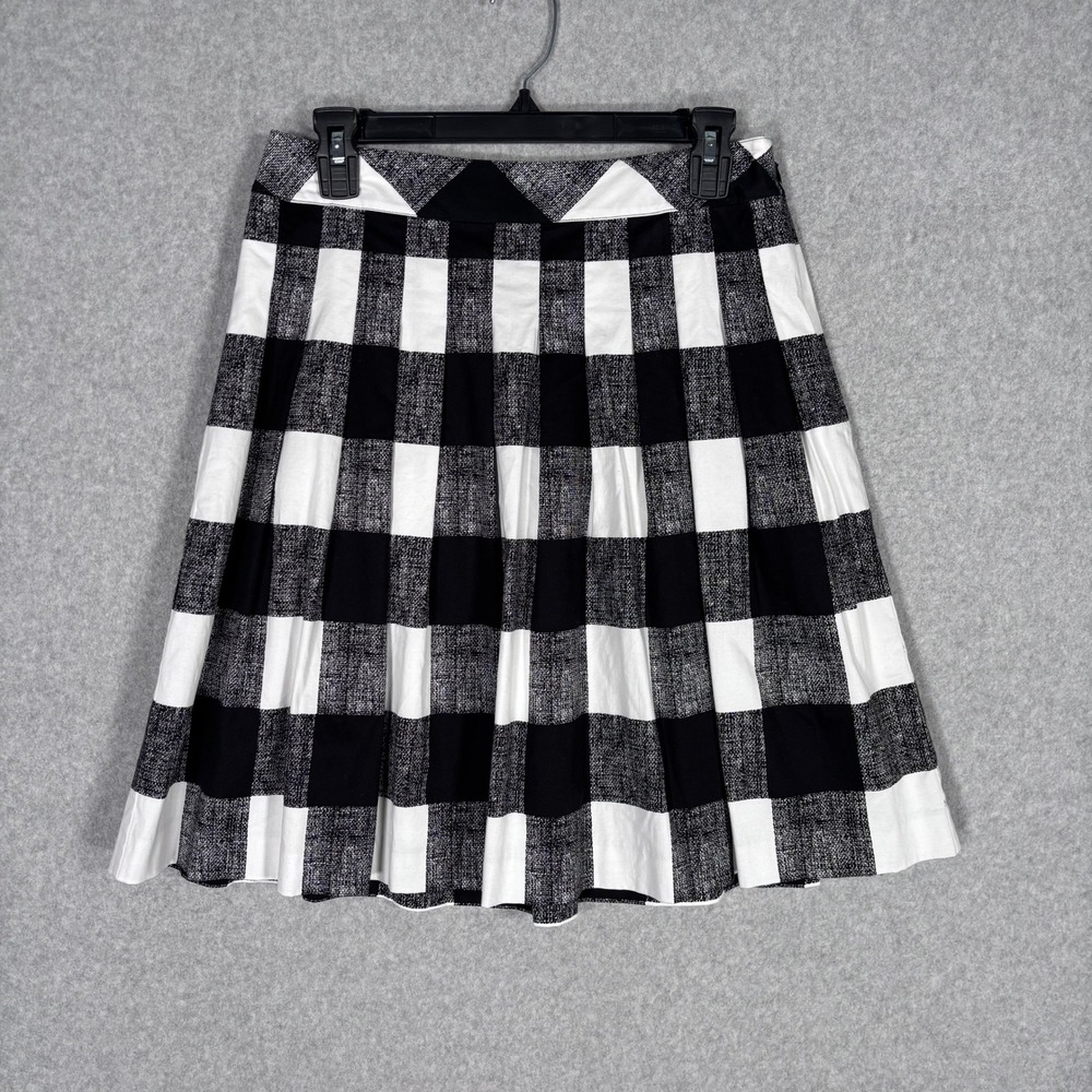 Talbots Pleated Skirt 6P Black White Buffalo Check‎ Gingham Preppy School Girl